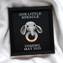 Load image into Gallery viewer, Crochet Animal Baby Rattle – Wooden Ring | Personalized Elephant, Hippo &amp; Giraffe Options
